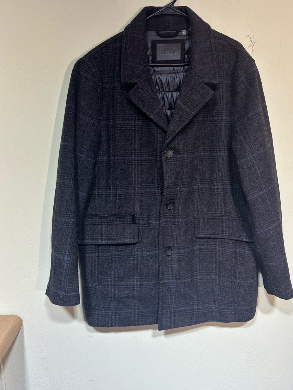 Calvin Klein button front wool blend blazer overcoat jacket men’s size large